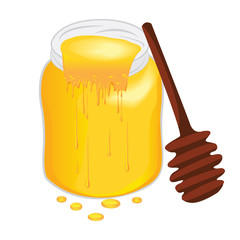 Honey in a jug. Vector illustration
