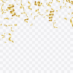 Golden confetti isolated. Festive background. Vector illustration