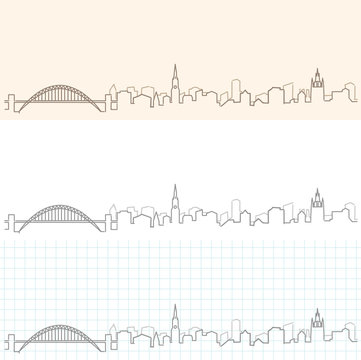 Newcastle Hand Drawn Skyline