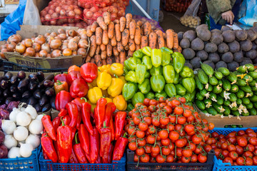 various colorful raw vegetables. vegetables  on food market