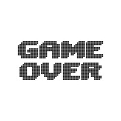 Game over icon. Vector of pixel art message: game over.