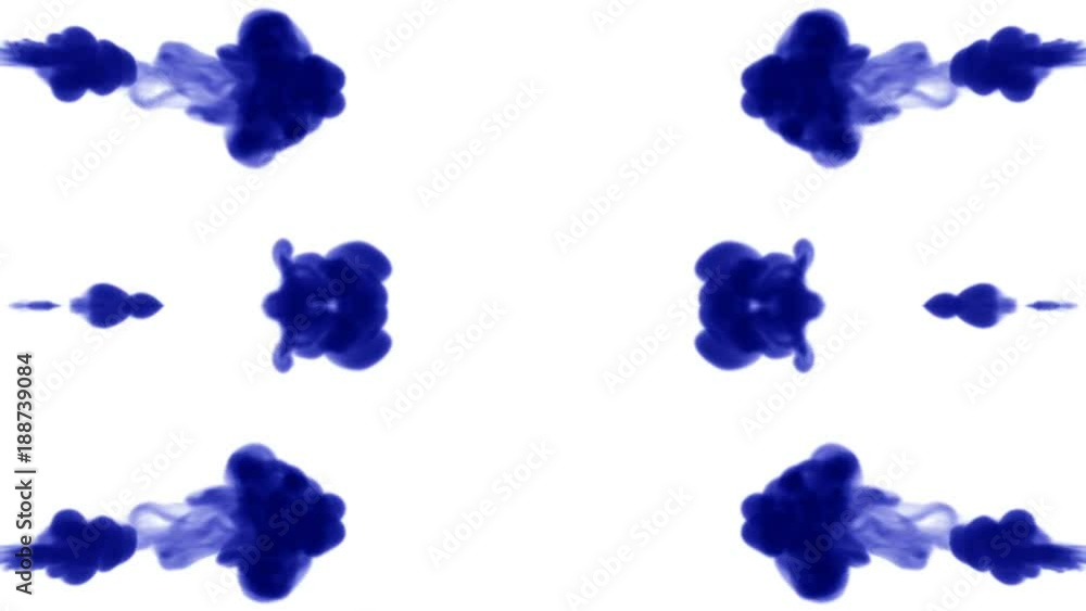 Poster abstract background of ink or smoke flows is kaleidoscope or rorschach inkblot test3. isolated on wh
