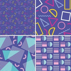Obraz premium memphis pattern retro set geometric design vector illustration