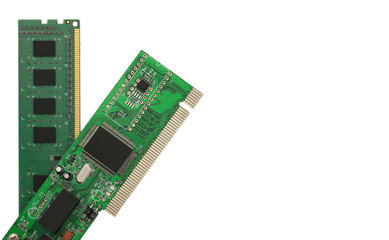 Ethernet NIC and RAM isolated on the white background