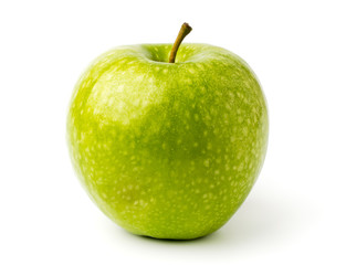 Ripe green Apple on a white background.