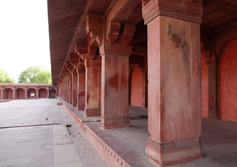 Red Sandstone pillars at Fatehpur Sikri, India