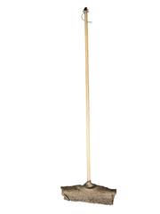 Wooden mop with floorcloth isolated on white