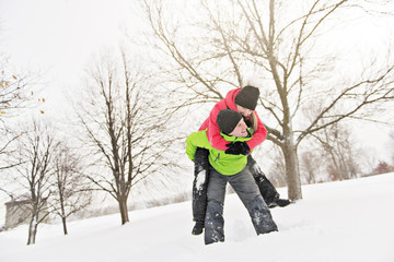 Couple on winter, man with his girlfriend