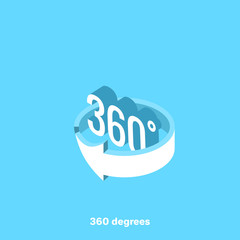 arrow curved into a circle 360 degrees, isometric image