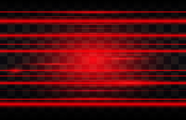 Abstract red laser beams. Isolated on transparent black background. Vector illustration, eps 10