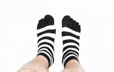 Legs in fashion and modern socks.