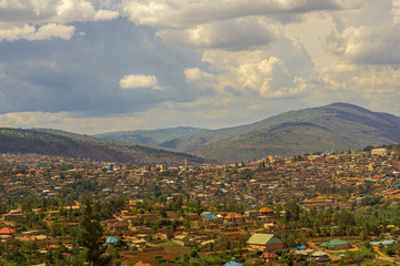 Naklejka premium Widok na część Kigali w Rwandzie