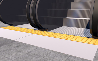 braille block and escalator 3d design .