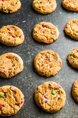 Sweet cookies with colorful candies.