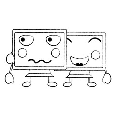 computer monitors kawaii icon image vector illustration design 