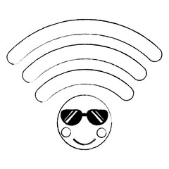  wifi with sunglasses  kawaii icon image vector illustration design 