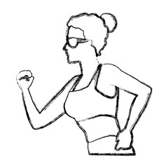Fitness woman running icon vector illustration graphic design