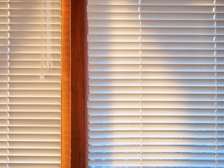 Closed window blinds background in sunny day