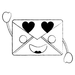 message envelope heart eyes kawaii icon image vector illustration design