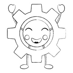 gear machinery piece cute kawaii cartoon vector illustration sketch design