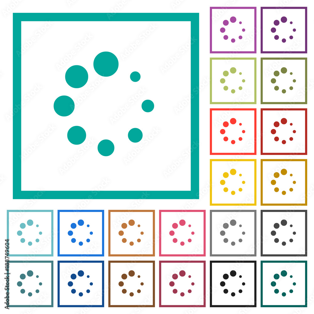 Poster preloader symbol flat color icons with quadrant frames