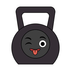 weight lifting gym device kawaii character vector illustration design