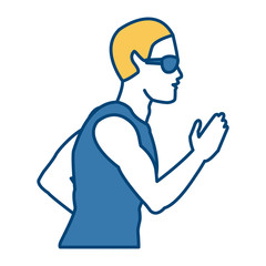 Fitness man running icon vector illustration graphic design