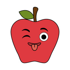 fresh apple fruit kawaii character vector illustration design