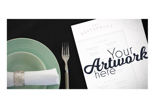 Top View Menu Mockup with Fancy Place Setting 2