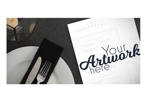 Top View Menu Mockup with Simple Place Setting 1
