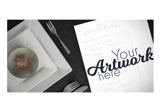 Top View Menu Mockup with Simple Place Setting 2