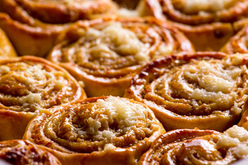 Cinnamon rolls baked and ready to eat.