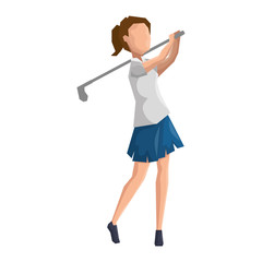 woman golfer playing avatar vector illustration design