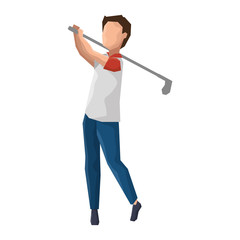 man golfer playing avatar vector illustration design