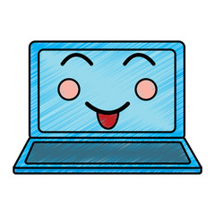 laptop computer kawaii character screen vector illustration   drawing design