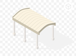 Isometric High Quality City Element with 45 Degrees Shadows on Transparent Background . Pergola