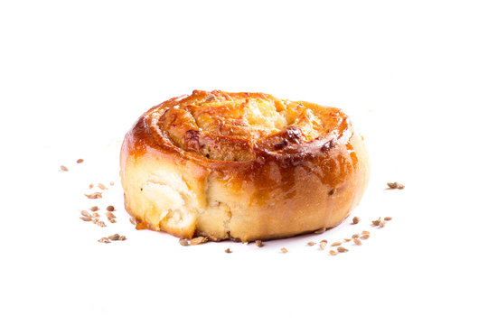 cinnamon rolls with cheese, Golfeados on white background
