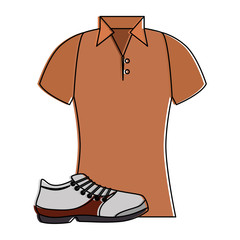 golf shirt uniform with shoe vector illustration design