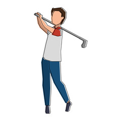 man golfer playing avatar vector illustration design