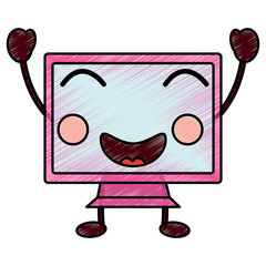 kawaii cute funny screen monitor vector illustration drawing design