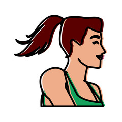 Fitness woman profile icon vector illustration graphic design