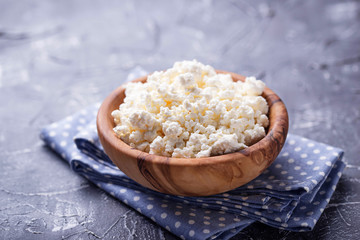 Bowl with homemade cottage cheese
