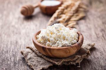 Bowl with homemade cottage cheese