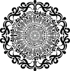 Round arabesque in black and white
