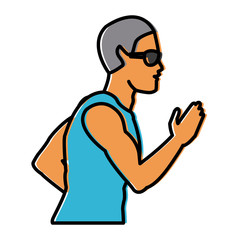 Fitness man running icon vector illustration graphic design