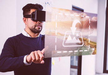 VR Mockup of Business Man in Office 1 - Powered by Adobe