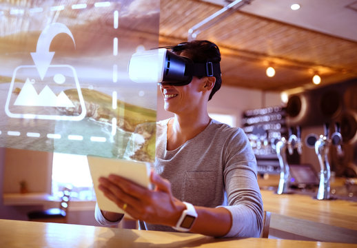 VR User in Restaurant Mockup 1