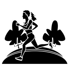Woman running at park icon vector illustration graphic design