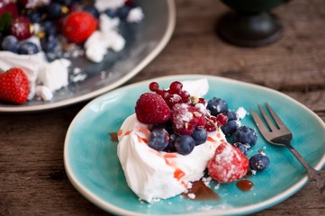 delicious dessert Pavlova, meringue cake