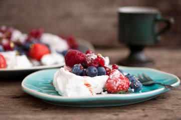 delicious dessert Pavlova, meringue cake